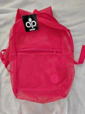 B-WAP Lg Red Mesh See-through Backpack NWT